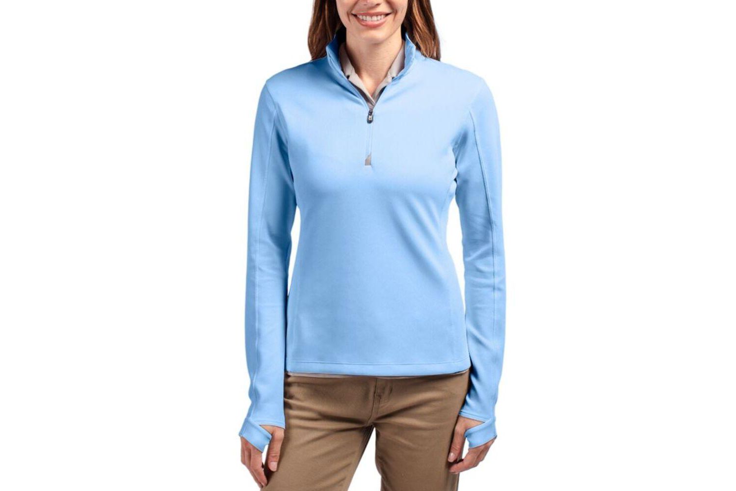 Women's Cutter and Buck Traverse Stretch Eco Quarter Zip Pullover