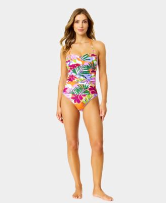 Women's Printed Twist Front Strapless One Piece