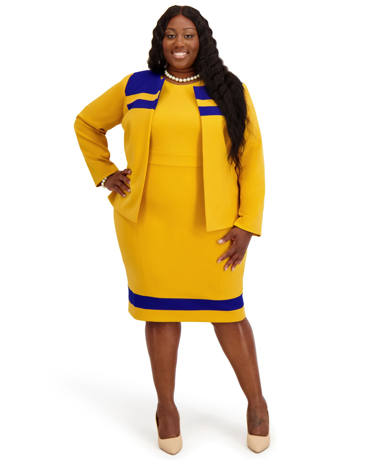 Женская куртка Kasper Combo Yoke Long-Sleeve Jacket, Regular and Plus Size, цвет: Золотой — фото 6