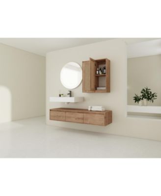 60" Wall-Mount Vanity, Resin Sink, 2 Cabinets, 3 Soft-Close Drawers