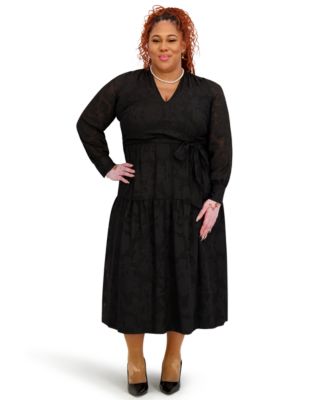 Women's Soft V-Neck Tiered Midi Dress