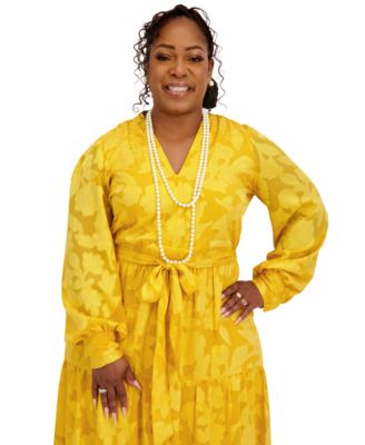 Women's Soft V-Neck Tiered Midi Dress