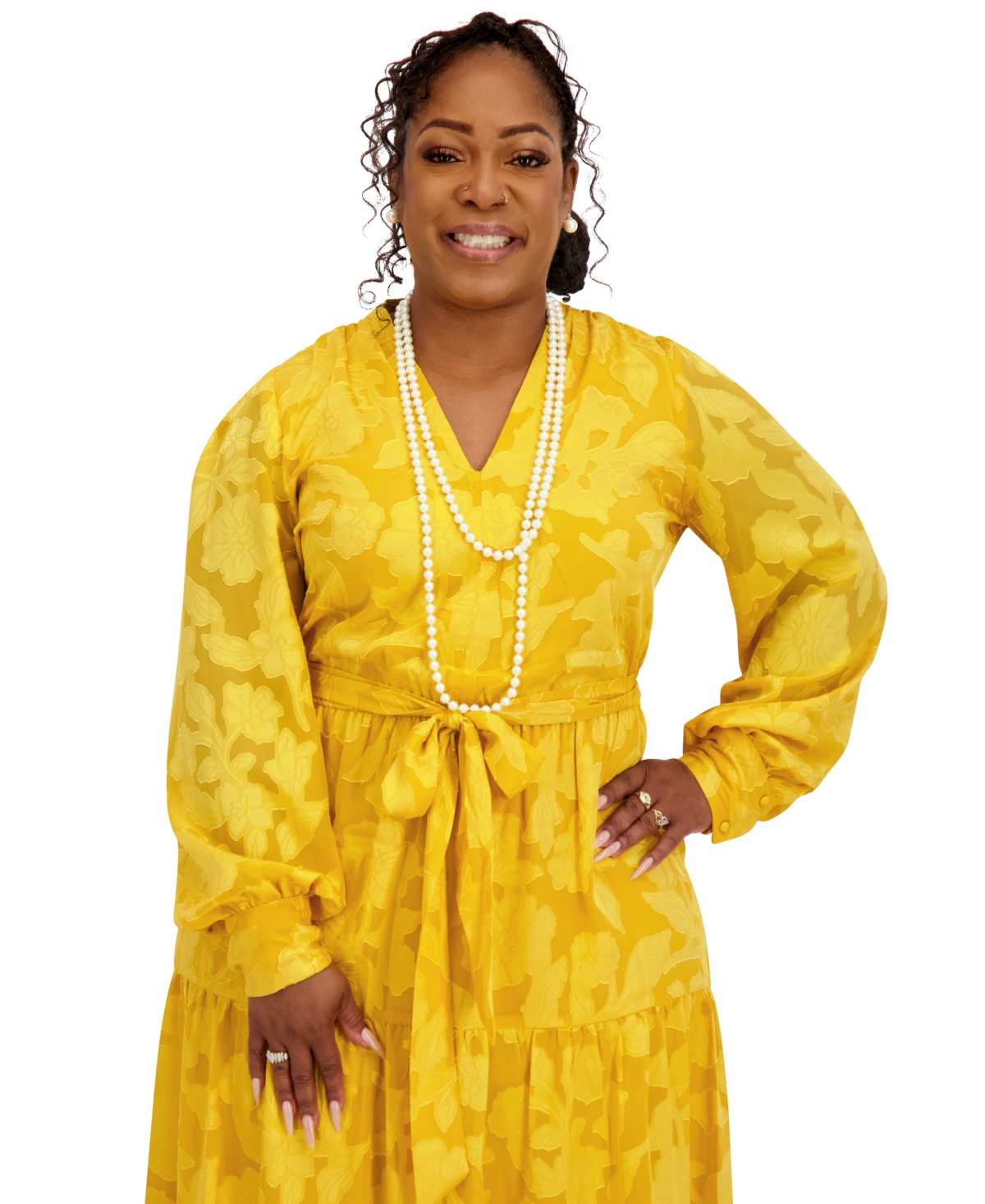 Kasper Women's Soft V-neck Tiered Midi Dress In Gold