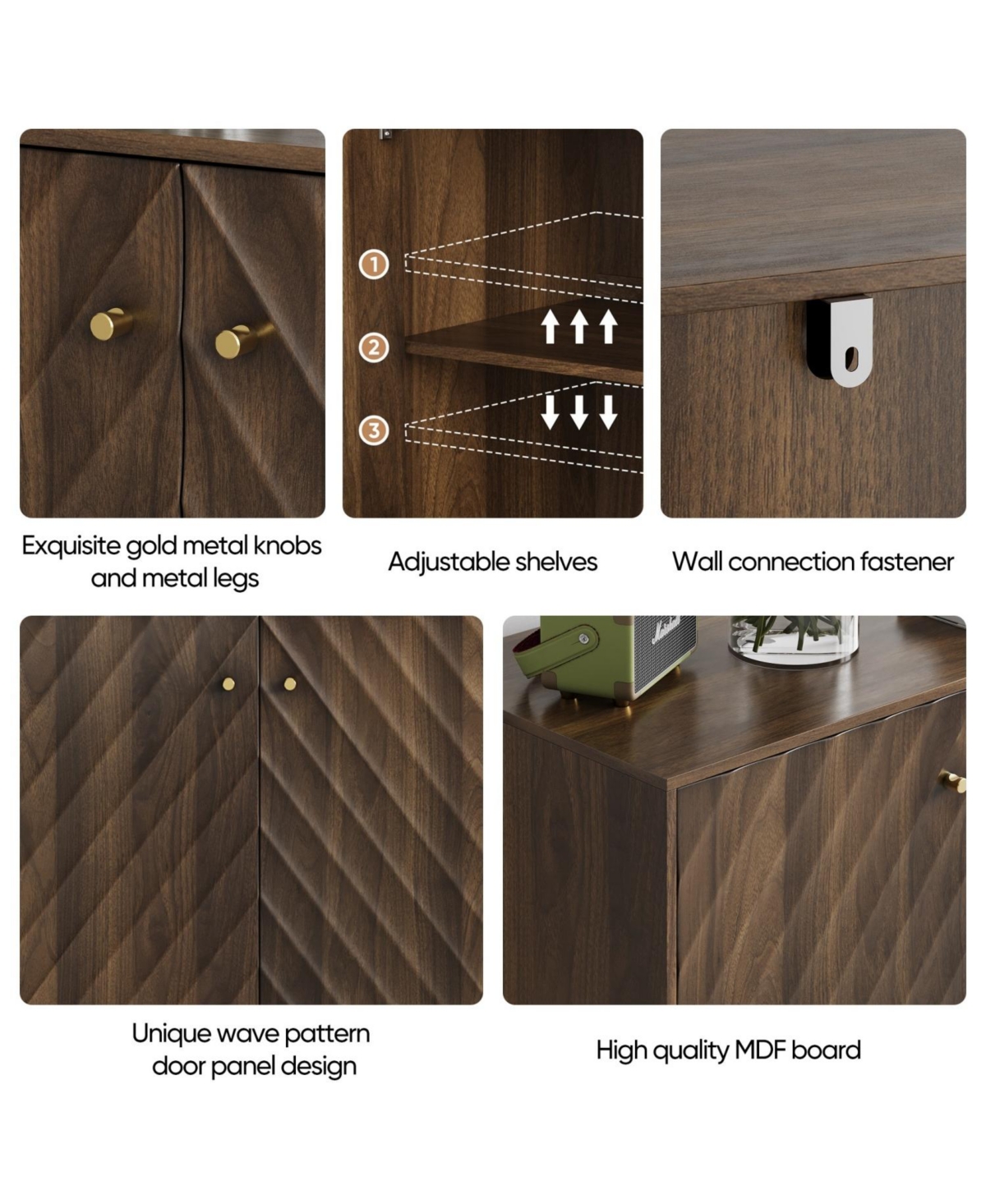 Streamdale Walnut Mid-Century Modern Sideboard Buffet