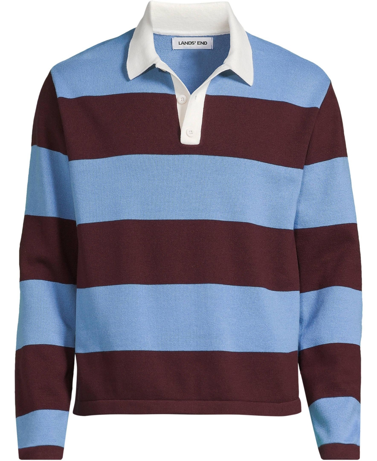 Lands' End Men's Long Sleeve Cotton Rugby Sweater Polo