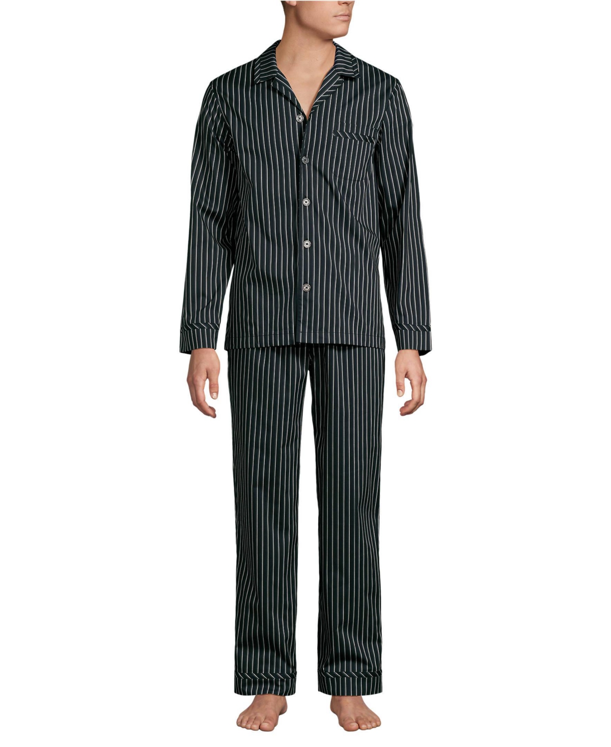 Lands' End Men's Long Sleeve Temperature Regulating Woven Sleep Set