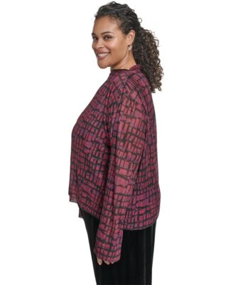 Plus Size Printed Long Sleeves Top