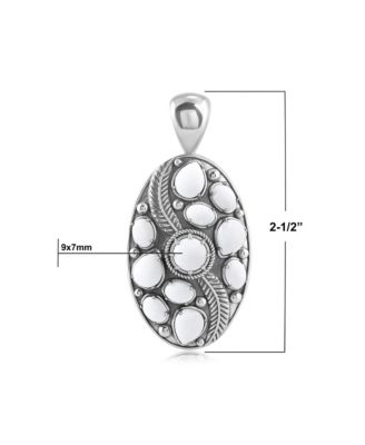 Sterling Silver White Agate Oval Leaf Pendant Enhancer