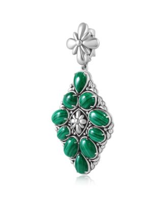 Sterling Silver Malachite Diamond Shaped Cluster Pendant Enhancer