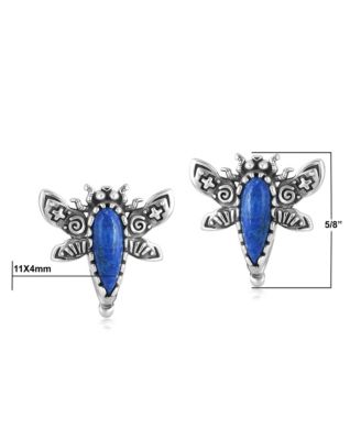 Sterling Silver Denim Lapis Dragonfly Stud Earrings