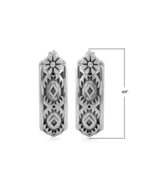 Sterling Silver Patterned Huggie Hoop Earrings