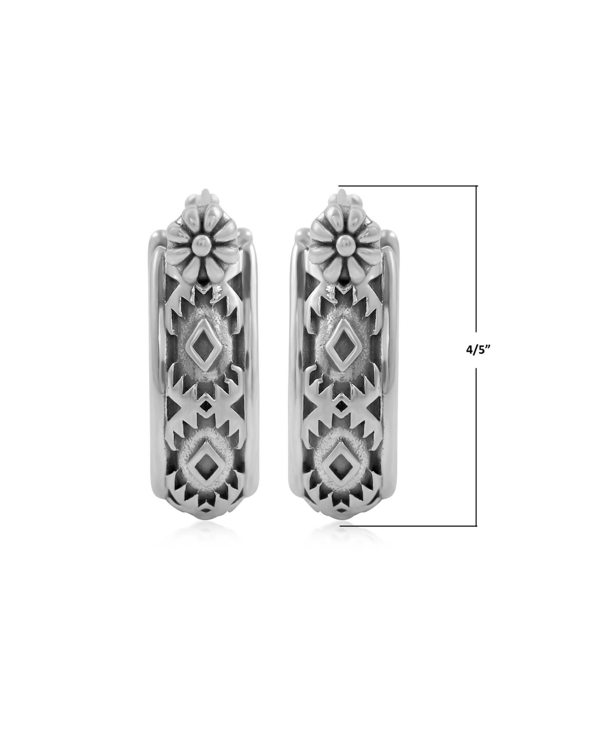 American West Jewelry Sterling Silver Patterned Huggie Hoop Earrings