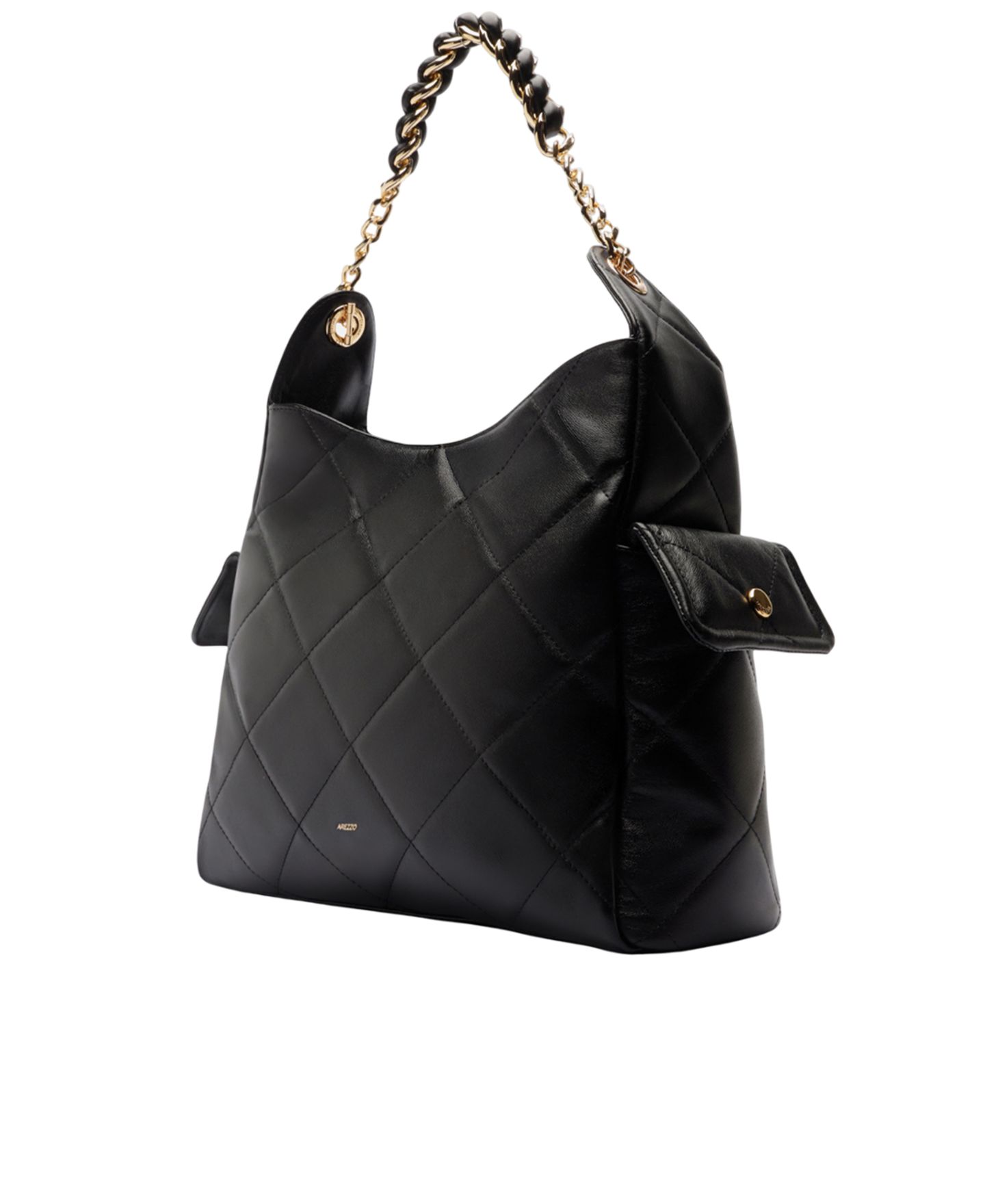 Женская сумка Arezzo Diana Large Leather Shoulder, цвет: Чёрный — фото 4