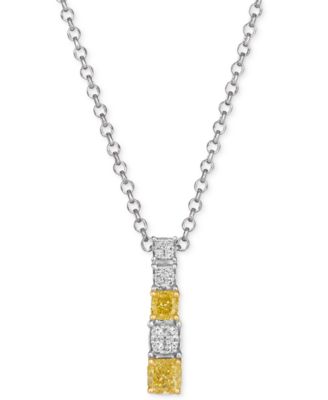 Le Vian - Sunny Yellow Diamond (0.38 ct. t.w.) and Vanilla Diamond (0.06 ct. t.w.) Pendant Necklace in 14K Two-Tone Gold
