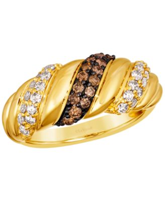 Chocolate Diamond (0.32 ct. t.w.) and Nude Diamond (0.47 ct. t.w.) Ring in 14k Honey Gold