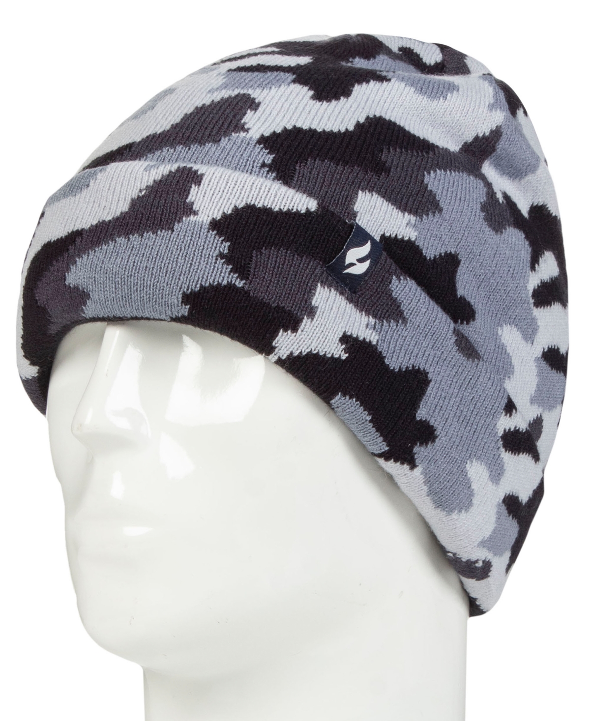 Heat Holders Boys 8-16 Gavin Camouflage Knit Roll Up Hat In Gray