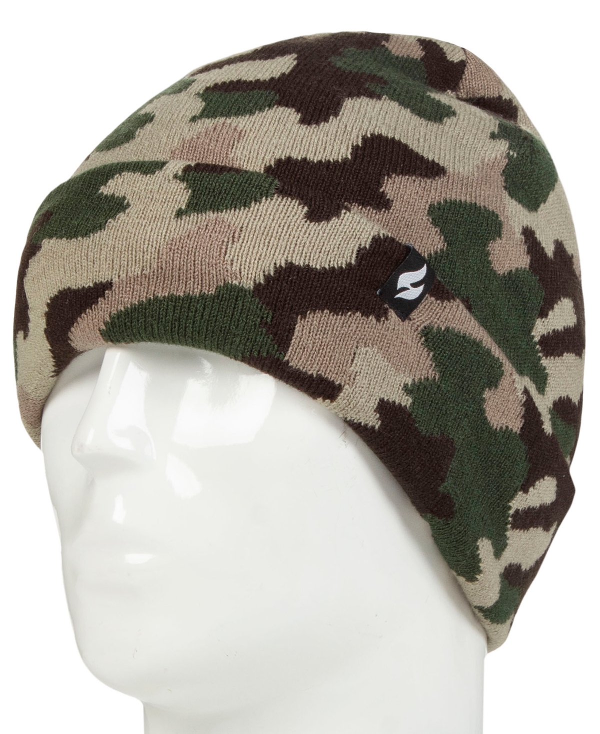 Heat Holders Boys 8-16 Gavin Camouflage Knit Roll Up Hat In Green
