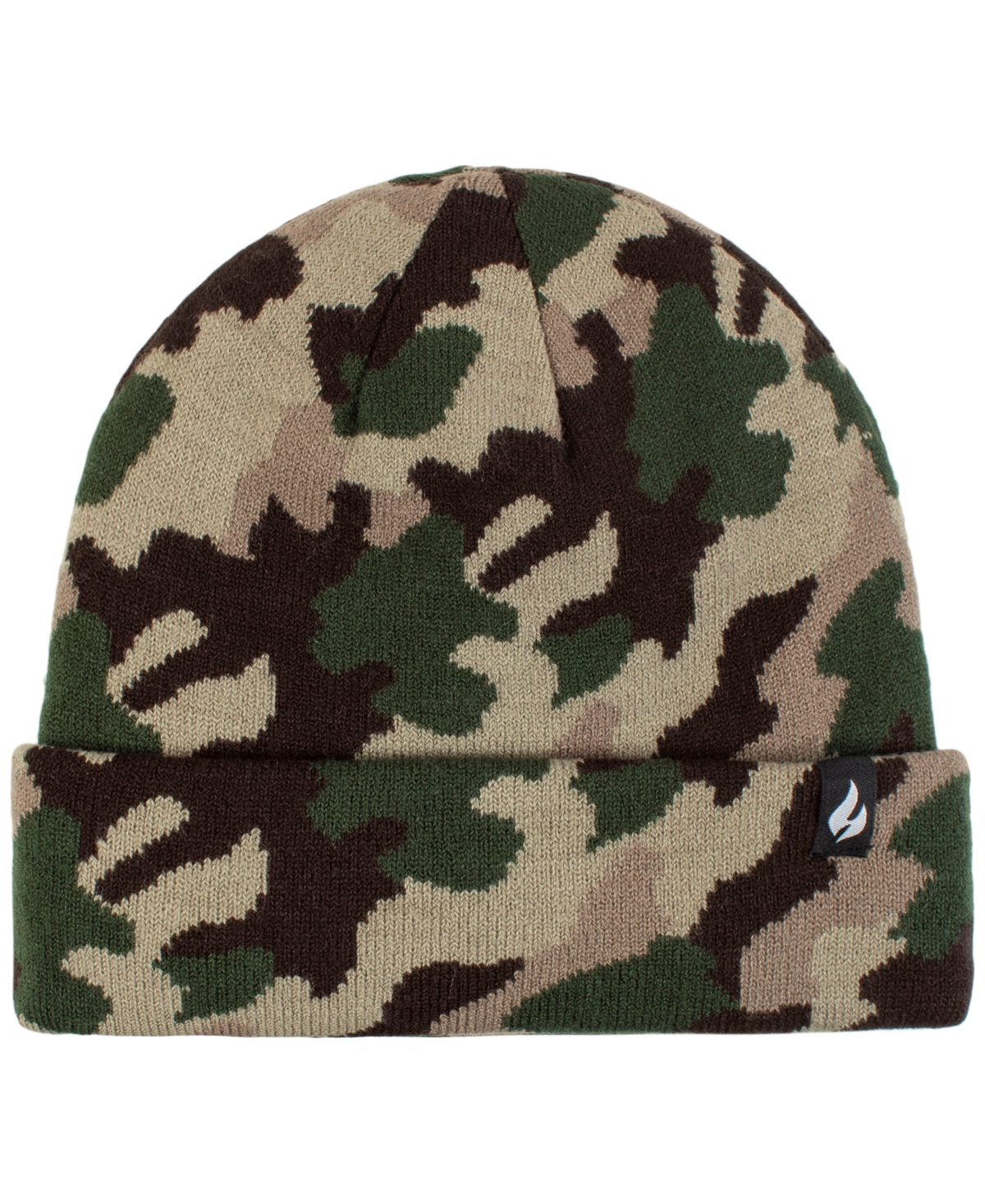 Heat Holders Boys 8-16 Gavin Camouflage Knit Roll Up Hat In Green