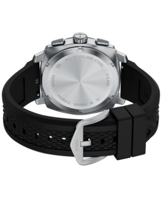 Men's Machine Chronograph Black Silicone Watch, 44mm