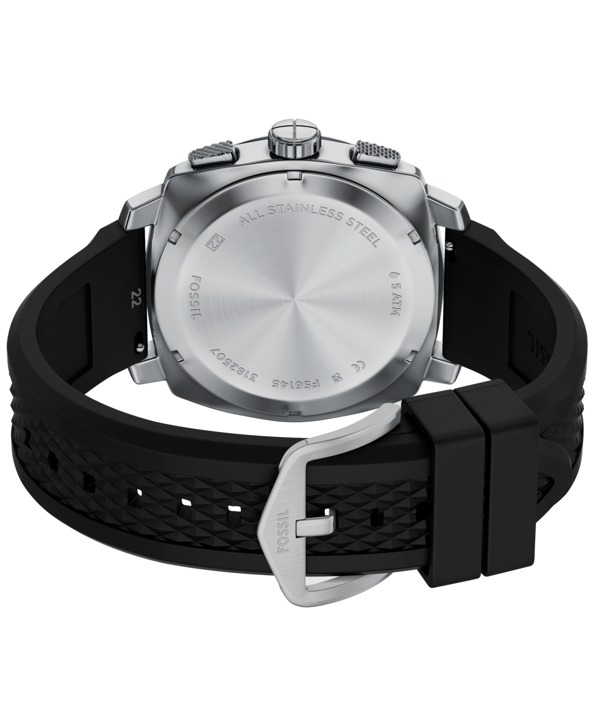 Fossil Men's Machine Chronograph Black Silicone Watch, 44mm