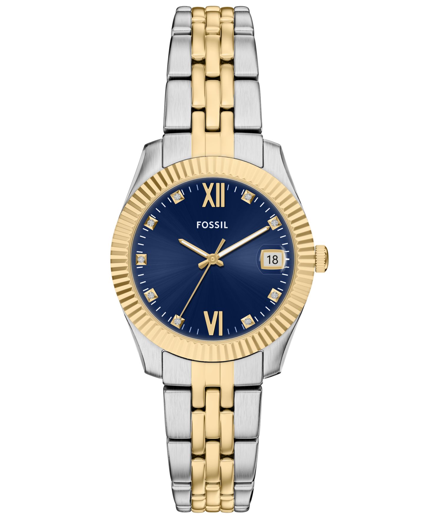 Женские часы Fossil Scarlette Three-Hand Two-Tone Stainless Steel Watch, 32mm — фото 1