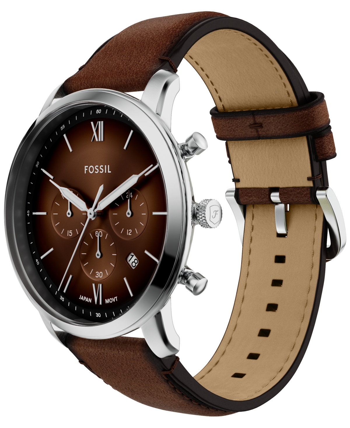 Fossil Men's Neutra Chronograph Brown Leather Watch, 44mm