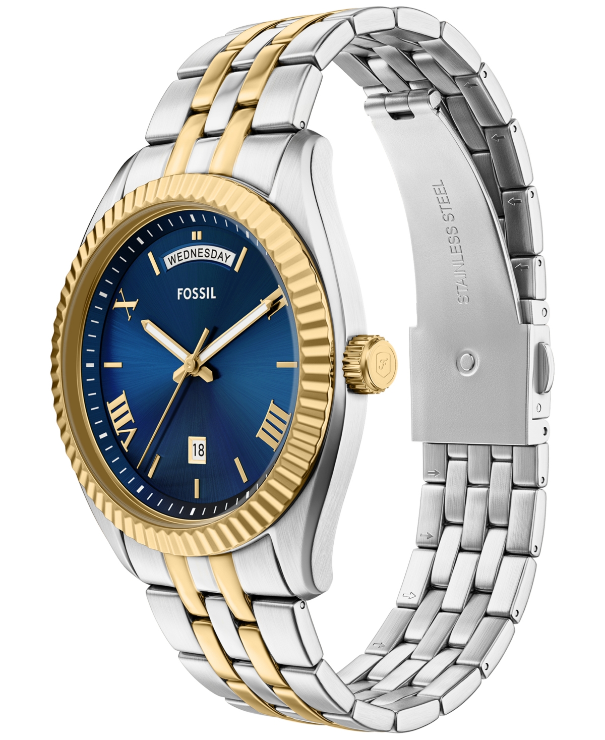 Fossil Men's Campbell Three-Hand Day-Date Two-Tone Stainless Steel Watch, 42mm