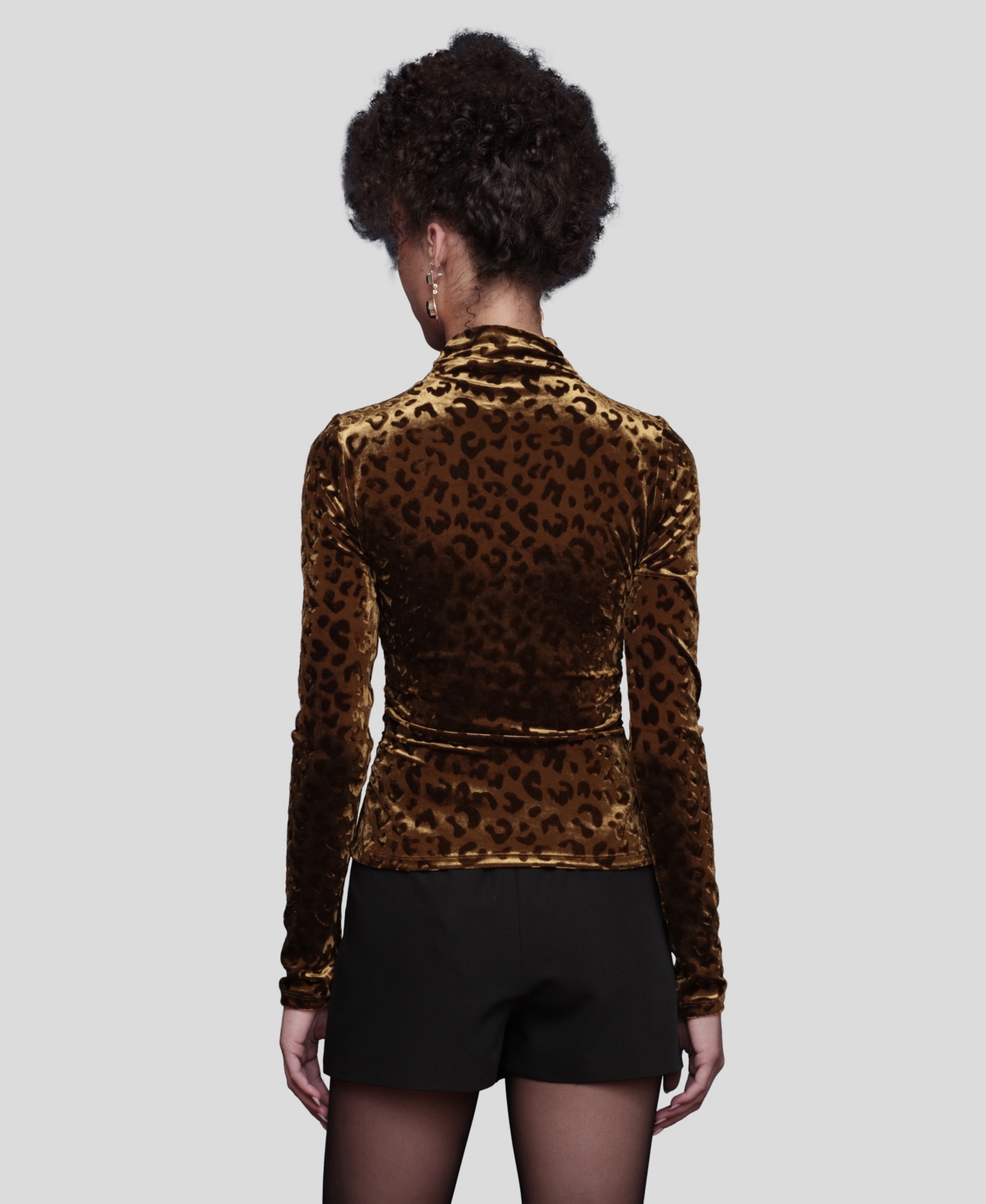 Avec Les Filles Burnout Leopard Print Surplice Top In Brown