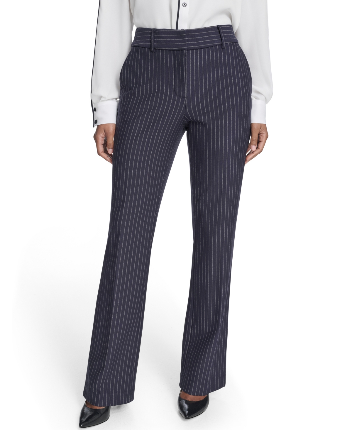 Tommy Hilfiger Women's Mid Rise Striped Sutton Trouser