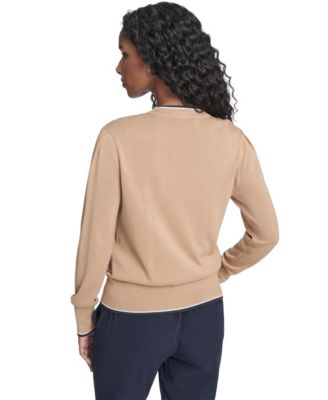 Women's Tipped V-Neck Cardigan Set