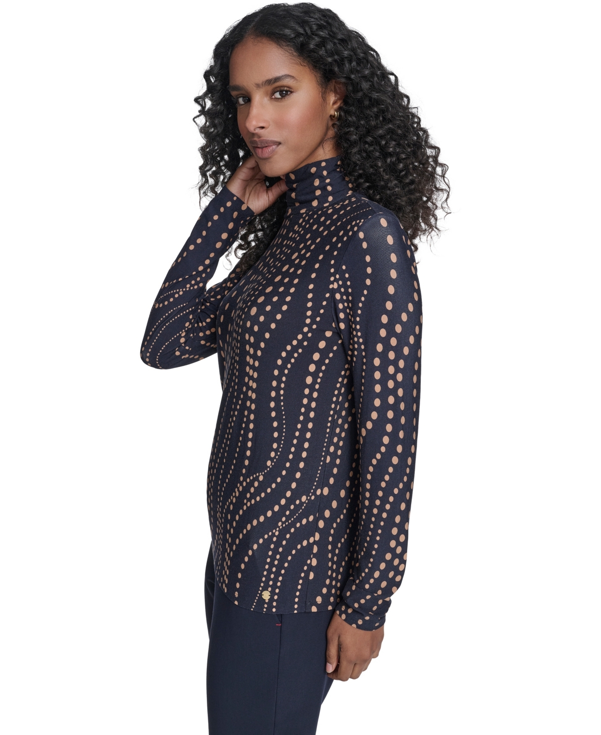 Tommy Hilfiger Women's Long Sleeve Cascade Dot Turtleneck Top