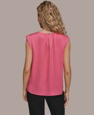 Women's Solid Sleeveless Twist Neck Top