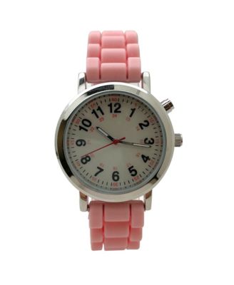 Pink Luminous Dial Easy Read Medical Professionals Silicone Band Women Watch