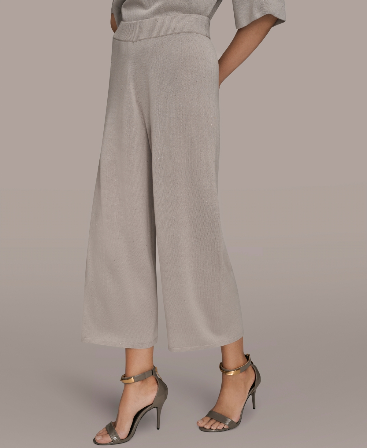 Donna Karan New York Women's Sequin Detail Wide Leg Pants