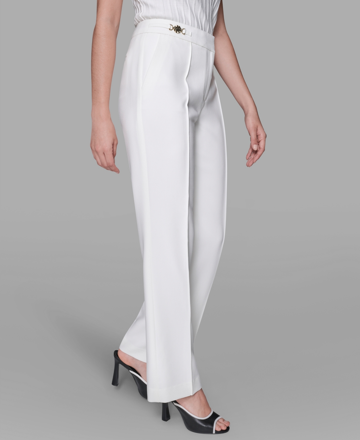 Karl Lagerfeld Women's Wide-leg Ankle Pants In White