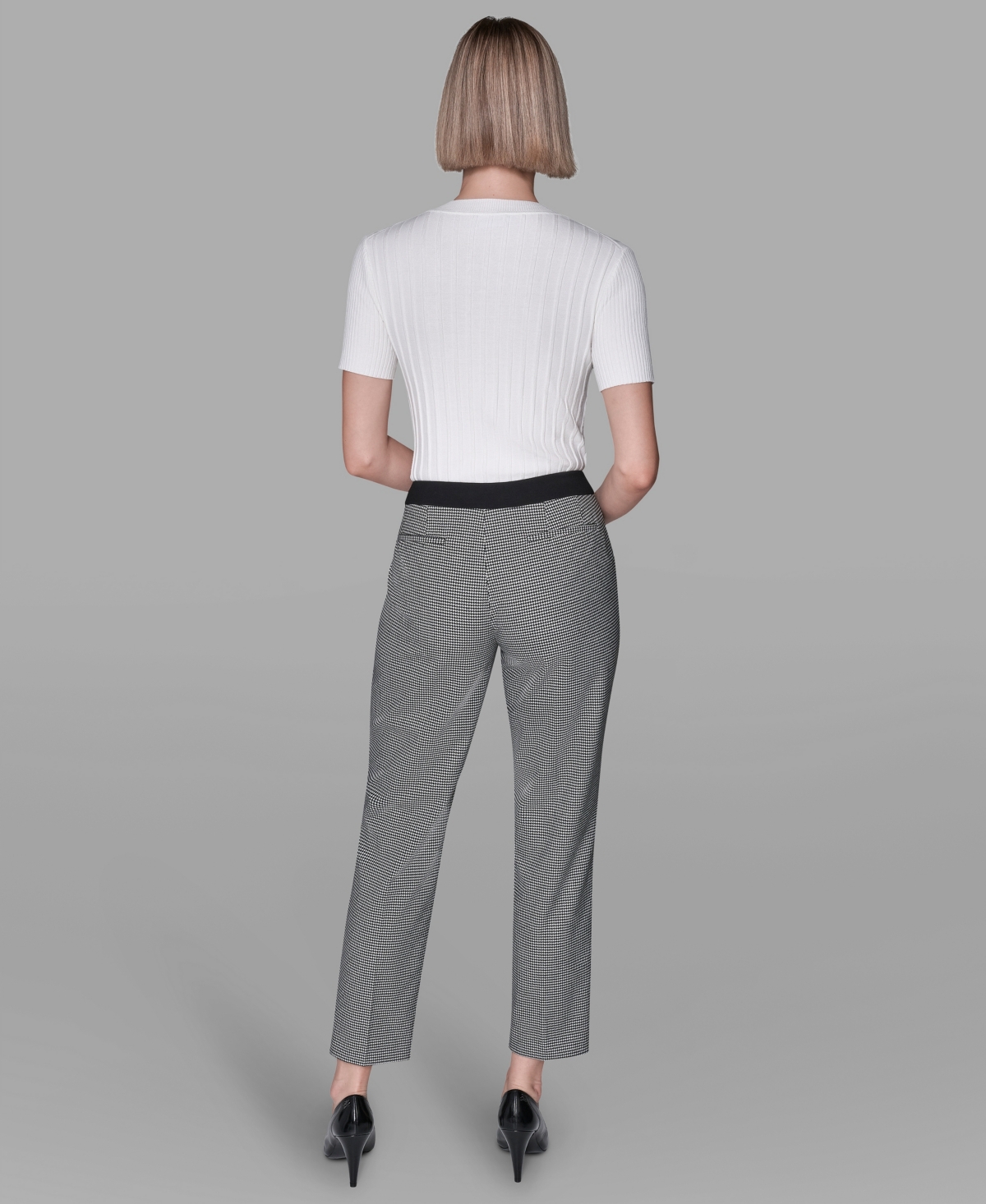 Karl Lagerfeld Paris Women's Checkered Straight Ankle Pants