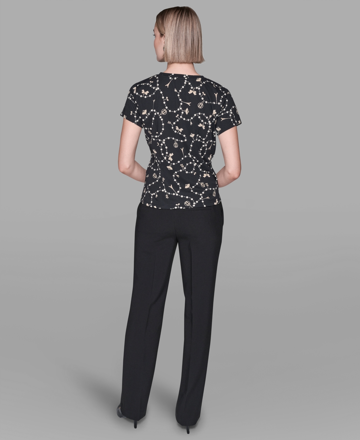 Karl Lagerfeld Paris Women's Short-Sleeve Fitted Top