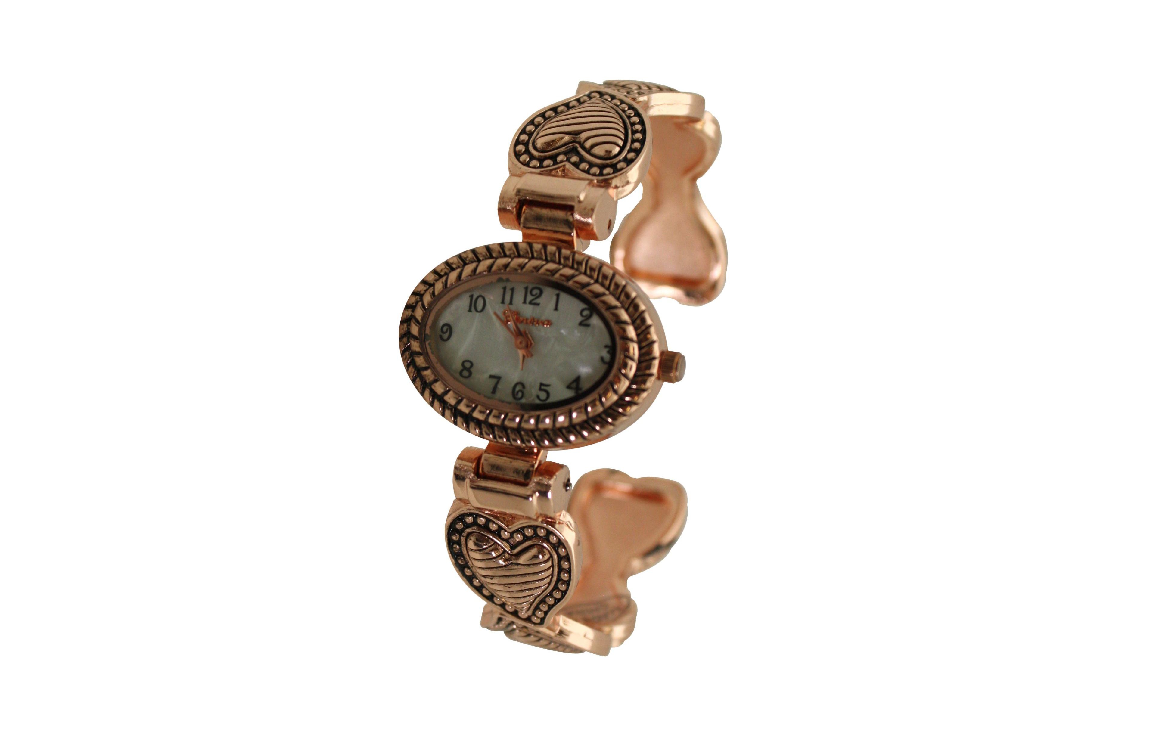Olivia Pratt Rose Gold Heart Details Bangle Women Watch