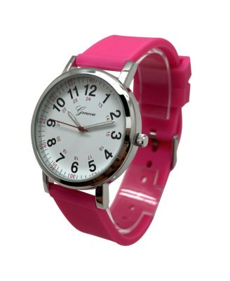 Hot Pink Easy-Read Nurse Watch with Silicone Band Women Watch