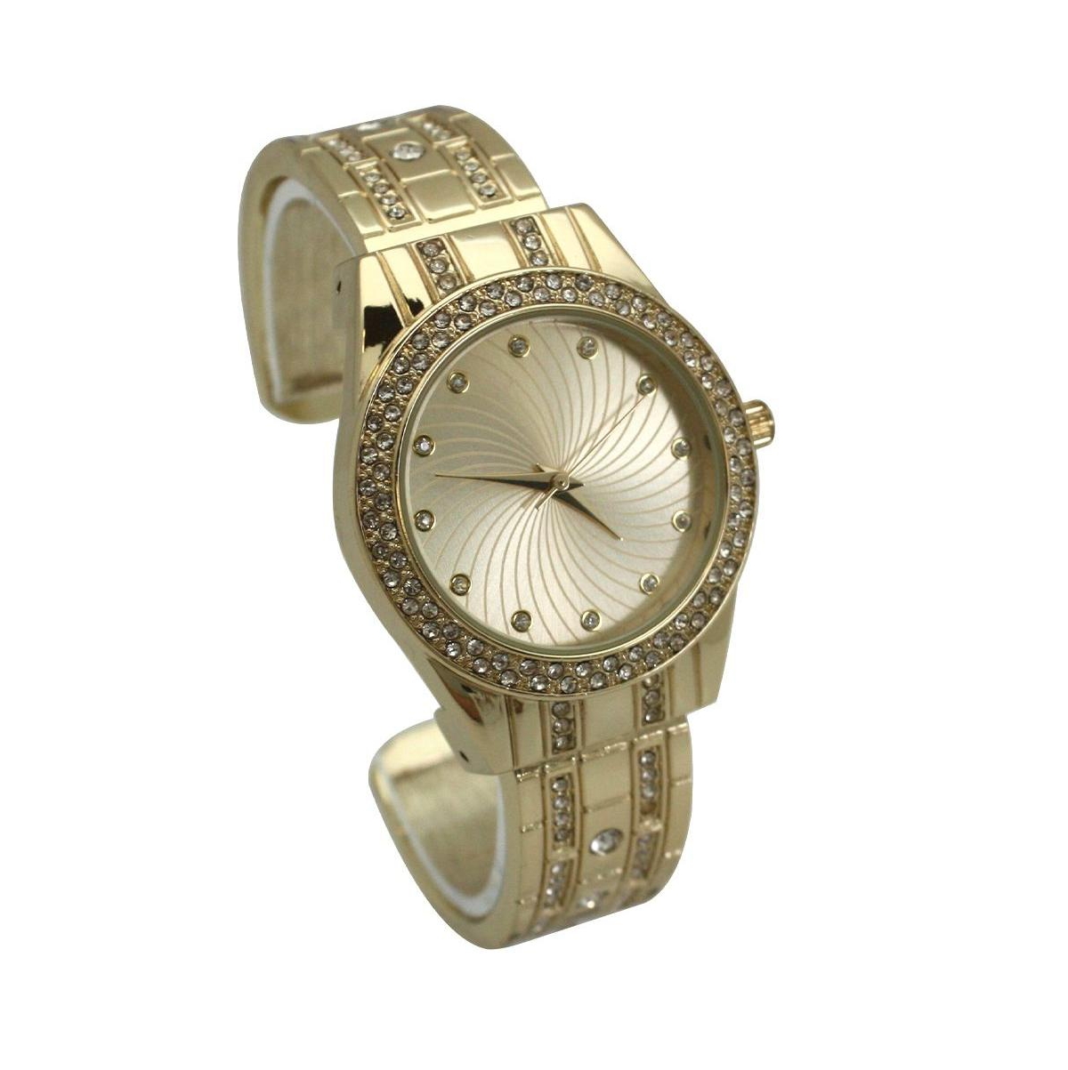 Olivia Pratt Gold Rhinestone Shiny Bangle Watch