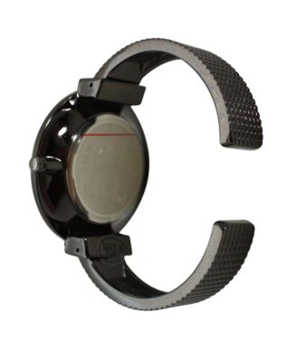 Gunmetal Big Round Face with Rhinestones Women Watch