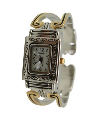 Two Tone Swirl Details Bangle Women Watch