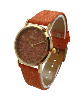Orange Cork Style Strap Women Watch