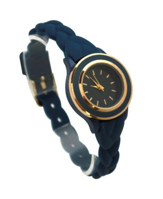 Navy Braided Silicone Band Women Watch