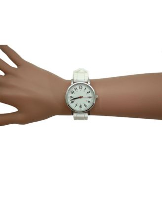 White Solid Silicone Bold Numbers Women Watch