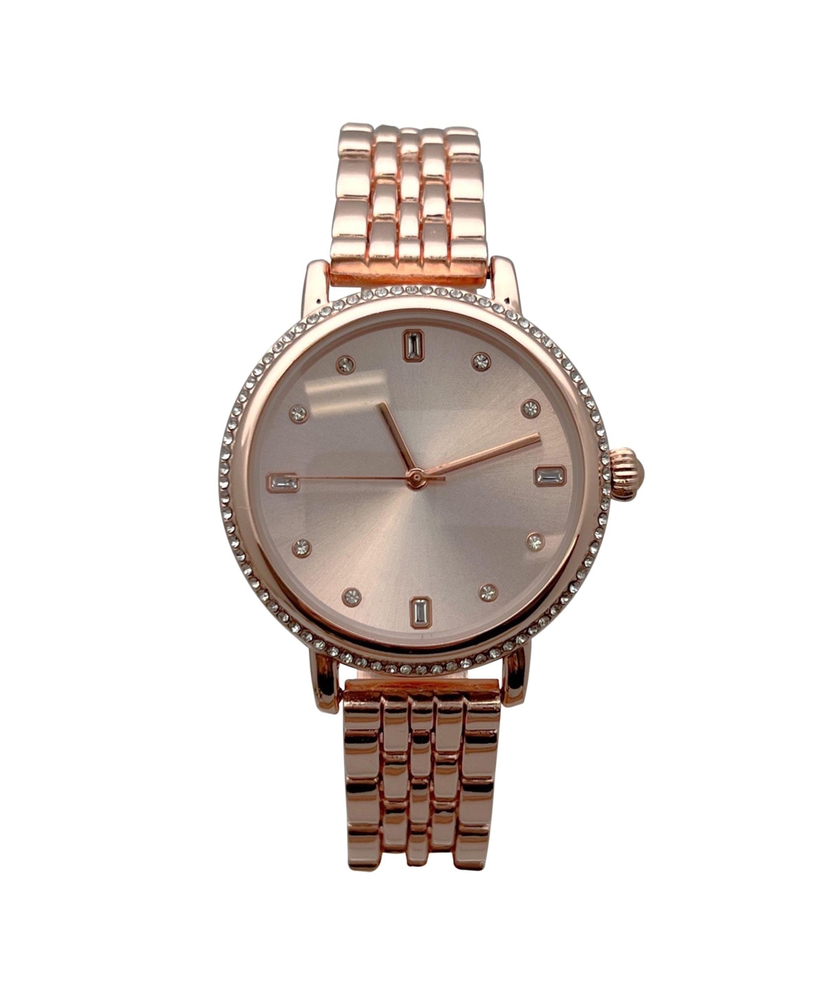 Olivia Pratt Rose Gold Elegant Everyday Rhinestones Bezel Women Watch