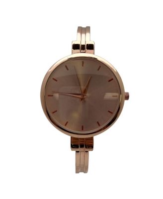 Rose Gold Big Face Minimalist Bezel Bangle Women Watch