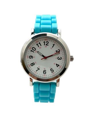 Turquoise Easy Read Medical Professionals Silicone Band Women Watch