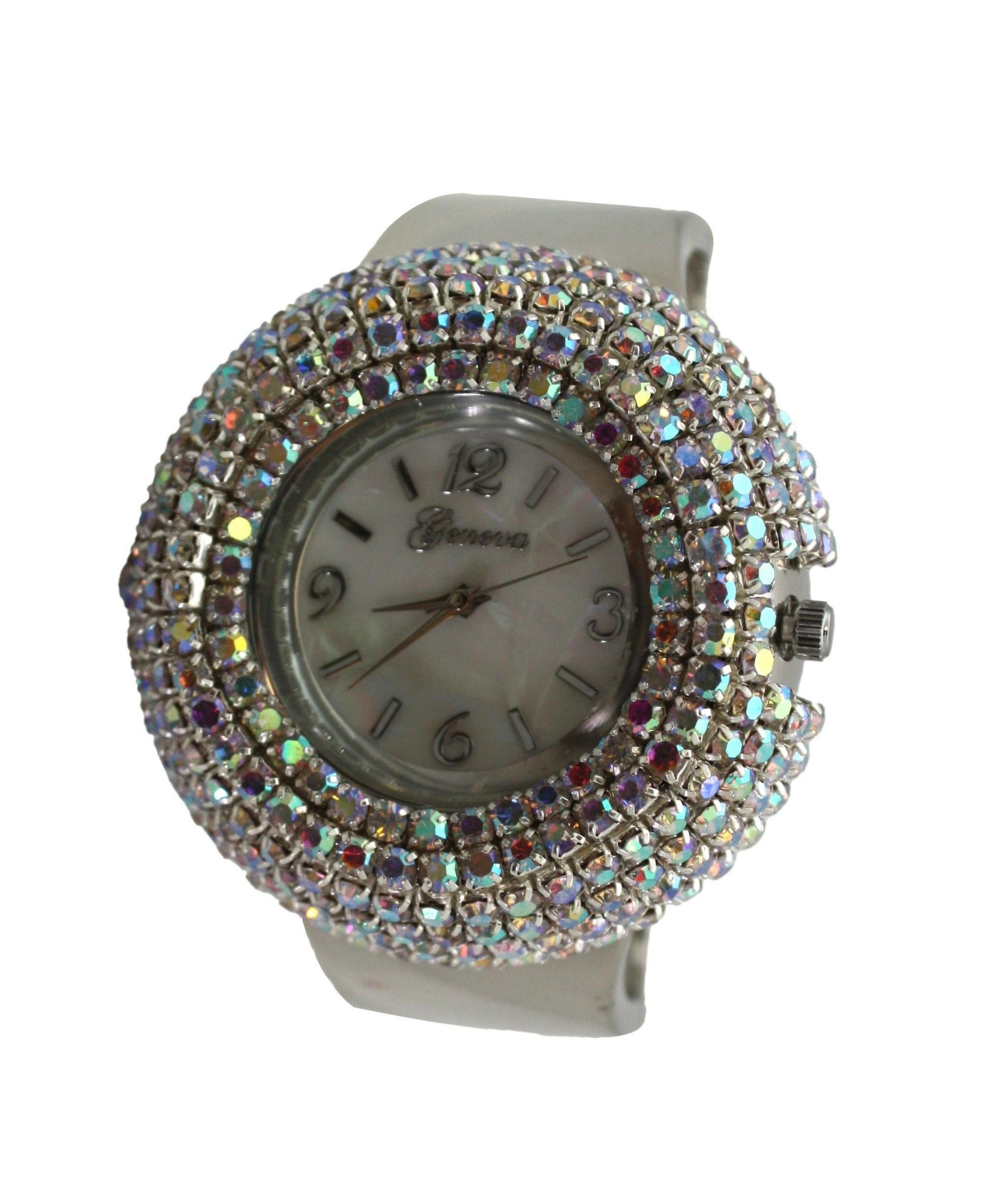 Olivia Pratt Silver Sparkle Rhinestones Chunky Bangle Women Watch