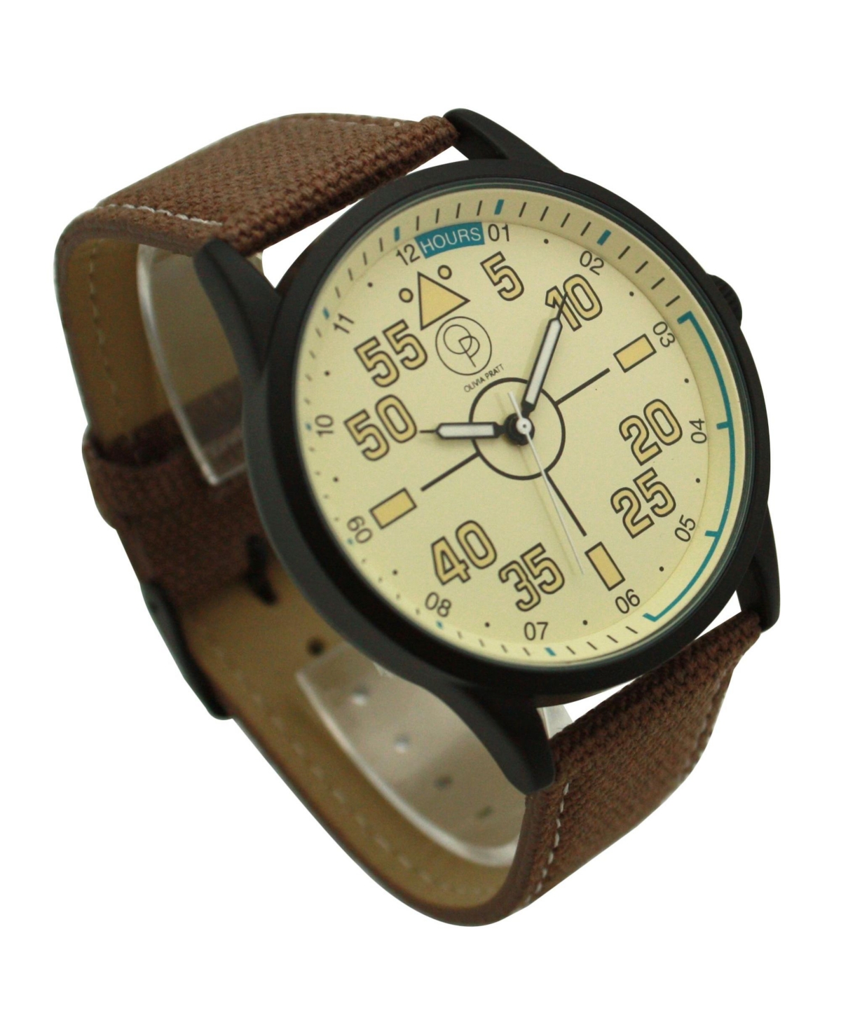 Olivia Pratt Brown Denim Band Big Face and Numbers Men Watch